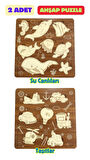 Çocuk Puzzle (Yapboz) Birinci Sınıf Ahşap 2 Parça Eğitici Öğretici Eğlenceli Set