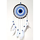 Nazar Boncuğu Motifli El Yapımı Buz Mavisi Renginde Düş Kapanı Duvar Süsü