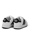Unisex Beyaz Siyah Bağcıklı Rahat Sneaker Günlük Spor Ayakkabı