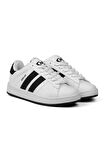 Unisex Beyaz Siyah Bağcıklı Rahat Sneaker Günlük Spor Ayakkabı