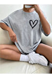 Unisex Siyah Oversize Baskılı T-shirt