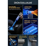 Ozmik F72 Şarjlı Kablosuz 40000 Mah Jet Hava Üfleyici Ev ve Araba Mangal Için