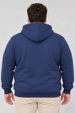 Erkek Battal Büyük Beden Üç İplik İçi Şardonlu Kapüşonlu Kanguru Cepli Kışlık Sweatshirt - Lacivert