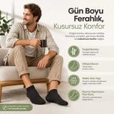 Erkek Kısa Konç 6`lı Bambu Çorap 39-44 Dikişsiz Burun Nefes Alan Yumuşak Günlük Patik Çorap