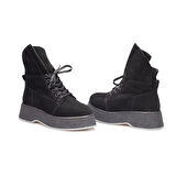 TwoEgoist Süet Deri Kürk Astarlı Asimetrik Tasarım Kalın Tabanlı Bot