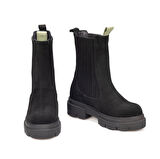 TwoEgoist Kadın Hakiki Süet Deri Kalın Tabanlı Postal Bot - Chelsea