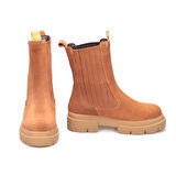TwoEgoist Kadın Hakiki Süet Deri Kalın Tabanlı Postal Bot - Chelsea