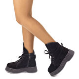 TwoEgoist Süet Deri Kürk Astarlı Asimetrik Tasarım Kalın Tabanlı Bot