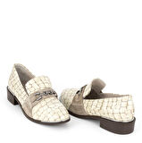 TwoEgoist Kadın Hakiki Rugan Deri Günlük Klasik Kısa Topuklu Rahat Şık Ayakkabı