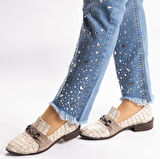 TwoEgoist Kadın Hakiki Rugan Deri Günlük Klasik Kısa Topuklu Rahat Şık Ayakkabı