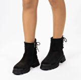 TwoEgoist Kadın Hakiki Süet Deri Kalın Tabanlı Tasarım Bot