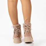 TwoEgoist Kadın Hakiki Süet Deri Kalın Tabanlı Tasarım Bot