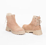 TwoEgoist Kadın Hakiki Süet Deri Kalın Tabanlı Tasarım Bot