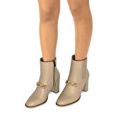 TwoEgoist Kadın Hakiki Floter Deri Tokalı Topuklu Bot