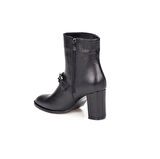 TwoEgoist Kadın Hakiki Floter Deri Tokalı Topuklu Bot