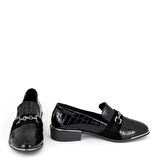 TwoEgoist Kadın Hakiki Rugan Deri Günlük Klasik Kısa Topuklu Rahat Şık Ayakkabı