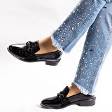 TwoEgoist Kadın Hakiki Rugan Deri Günlük Klasik Kısa Topuklu Rahat Şık Ayakkabı