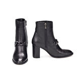 TwoEgoist Kadın Hakiki Floter Deri Tokalı Topuklu Bot