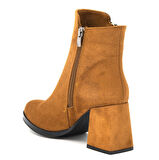 Kadın Süet Kalın Topuk Kısa Bot-Bootie