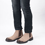 TwoEgoist Erkek Hakiki Deri Kauçuk Kalın Taban Chelsea Bot