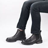 TwoEgoist Erkek Hakiki Deri Kauçuk Kalın Taban Chelsea Bot