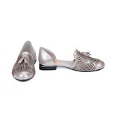 TwoEgoist Kadın Simli Hakiki Deri Günlük Rahat Loafer - Babet Ayakkabı