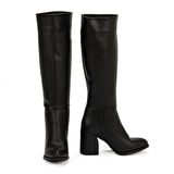 Kadın Cilt Kalın Topuklu Sivri Burunlu Klasik Çizme