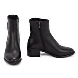 Kadın Hakiki Deri Alçak Topuklu Fermuarlı Günlük Bot