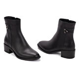 Kadın Hakiki Deri Alçak Topuklu Fermuarlı Günlük Bot