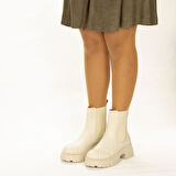 Hakiki Deri 6.5 cm Kalın Tabanlı Uzun Kadın Chelsea Bot 