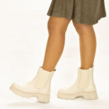 Hakiki Deri 6.5 cm Kalın Tabanlı Uzun Kadın Chelsea Bot 