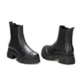 Hakiki Deri 6.5 cm Kalın Tabanlı Uzun Kadın Chelsea Bot 