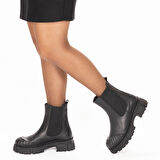 Hakiki Deri 6.5 cm Kalın Tabanlı Uzun Kadın Chelsea Bot 