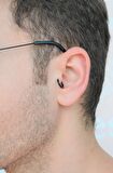 Erkek Çelik Halka Piercing Tragus Helix Kıkırdak 8 mm Siyah