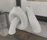 3D Baskı Interlocking Vazo - İç İçe Geçen Dekoratif Vazo-Bej
