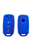 Vw Golf 5 Ve Golf 6 Silikon Anahtar Koruma Kılıfı Mavi Lütfen Anahtar Teyiti Yapınız