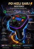  IŞIKLI BLUETOOTH MP3 ÇALAR ARAÇ CİHAZI FM TRANSMİTTER ARAÇ KİTİ HIZLI SARJ CİHAZI TY-738 RGB