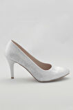 Gümüş Kadın Klasik Topuklu Ayakkabı Kadın Topuklu Abiye Ayakkabı Şık Gece Ayakkabısı
