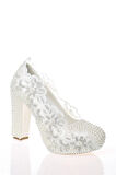 Sedef Inci Taş Işlemeli Gelin Ayakkabı Kadın Topuklu Abiye Ayakkabı Şık Gece Ayakkabısı