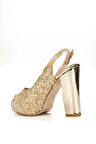 Gold Ayna Full Inci Taş Topuklu Kadın Abiye Ayakkabı Kadın Topuklu Şık Gece Ayakkabısı