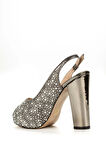 Gold Ayna Full Inci Taş Topuklu Kadın Abiye Ayakkabı Kadın Topuklu Şık Gece Ayakkabısı