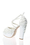 Kadın Beyaz Sedef Inci Taş Işlemeli Gelin Ayakkabı Kadın Topuklu Abiye Ayakkabı Şık Gece Ayakkabısı