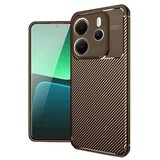 Xiaomi Redmi Note 14 4G Kılıf Auto Focus Karbon Kapak - Kahverengi