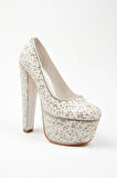 Gümüş Full Inci Topuklu Kadın Abiye Ayakkabı Kadın Topuklu Şık Gece Ayakkabısı Zarif Tasarım
