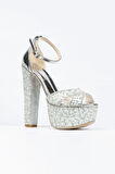 Rose Ayna Full Inci Taşlı Çapraz Model Klasik Topuklu Platformlu Kadın Abiye Ayakkabı Kadın Topuklu