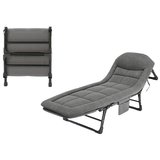 SN-26974 Taşınabilir Ayarlanabilir 5 Kademe Sünger Kamp Yatak Şezlong (Açık Gri)
