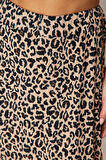 Moda Relaxed Animal Desen Günlük Midi Boy Leopar Desenli Volanlı Asimetrik Midi Esnek Örme Etek