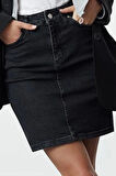 Modern Tarz Astarsız Denim Mini Boy Basic Yüksek Bel Mini Denim Etek