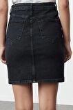 Modern Tarz Astarsız Denim Mini Boy Basic Yüksek Bel Mini Denim Etek