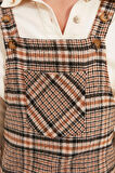 Moda Fit Casual Günlük Flanel Dokuma Kare Yaka Askılı Kol Jile Mini Boy Elbise